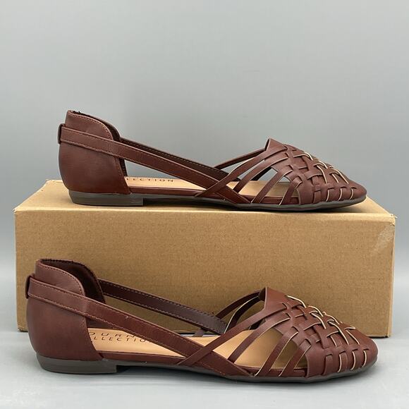 NEW Journee Collection Women’s Ekko Cross Weaved Flats Brown Size 6.5 - Picture 1 of 10
